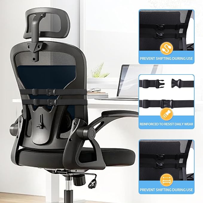 Large Lumbar Support Pillow for Office Chair, Car Seats and Home Desks, Ergonomic Back Support with Double Adjustable Straps, Machine Washable Cover, Gray
