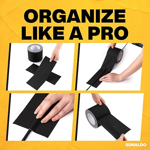 Gaffers Tape (4 Inch x 30 Yards) Easy to Rip, Residue-Free Professional Grade Floor Tape for Electrical Cords, Matte Finish Non Reflective, Weather Resistant (Black)