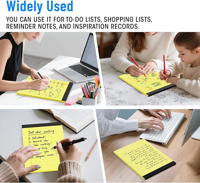 Ciphyfee 6pcs Legal Pads 8.5 x 11, Notepads 8.5 x 11.75 College Ruled Notebook, Writing Pads of Paper, Yellow Note Pads, Memo Pad Papers Perforate Legal Notepads Narrow Ruled Line,30 Sheets/Pack