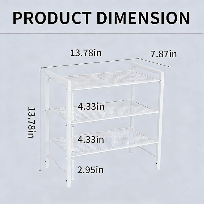 Desktop Shelf Organizer, 3-Tier Office Storage Rack, Adjustable Metal Bookshelf for Top of Desk, White Desk Organizer for Office, Home, Dorm and Small Spaces (White)