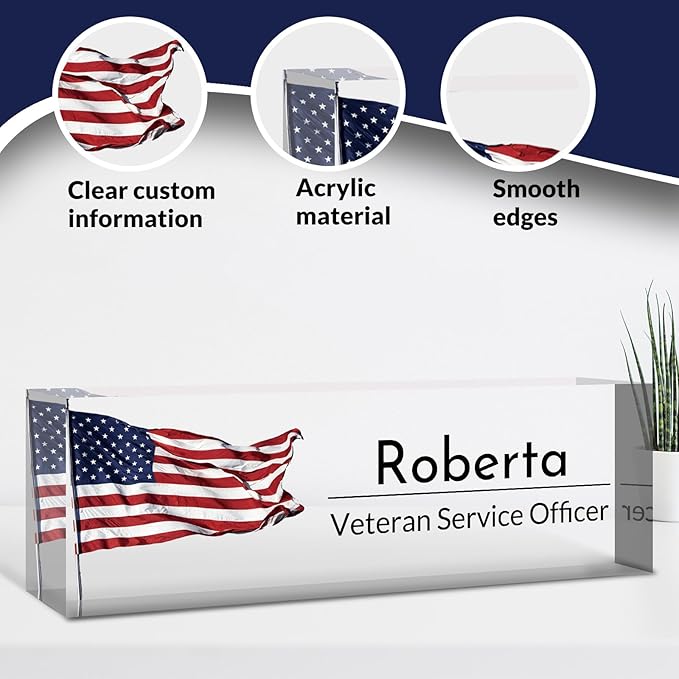 Desk Name Plate Personalized, Custom Name Plate for Desk, Acrylic Desktop Accessories, Office Gift & Decor for Women Men, Teacher Nurse Boss Employee Appreciation Gifts