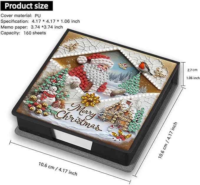 Christmas Diamond Painting Kit Note Box,Memo Paper Storage Box Diamonds Art,Sticky Note Holder Diamonds Art,Diamond Painting Memo Pad For Office Desk. (Christmas2)