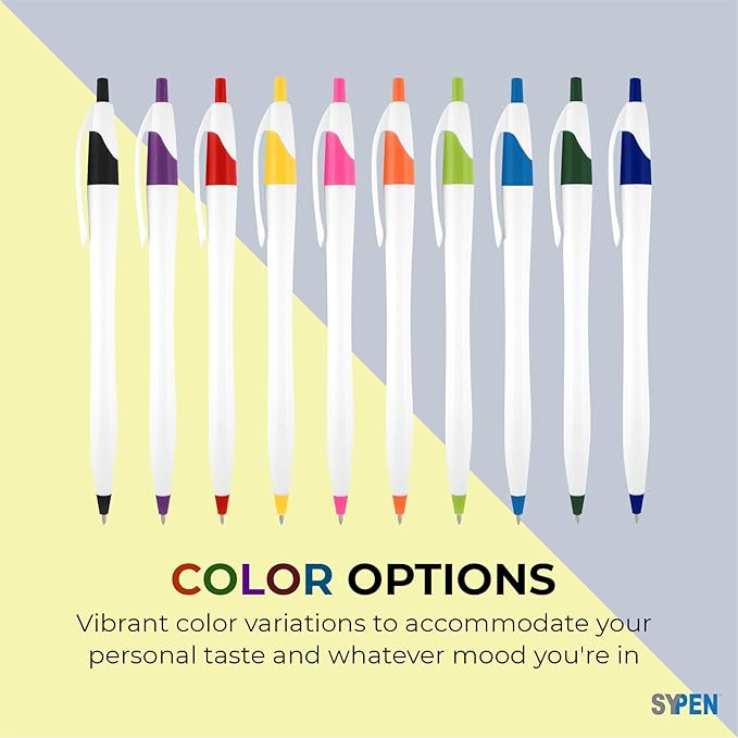 SyPen Personalized Pens With your Custom Logo or Text-500 Pack Bulk-for Businesses, Parties, and Events, Custom Printed Slim Ballpoint Click Pens, Light Blue Trim Color, Black Ink
