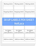 NefLaca 1" x2-5/8 Shipping Address Labels, Blank Mailing Labels, 30-UP White Self-Adhesive Name Tag Stickers for Inkjet and Laser Printer [50 Sheet 1500 Labels]