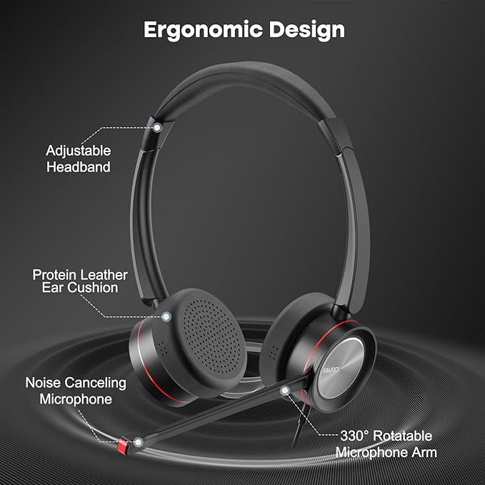 MAIRDI USB Headset with Mic for PC, Computer Headset with Microphone Noise Canceling for Laptop Teams Zoom Office Work Call Center Business Softphone