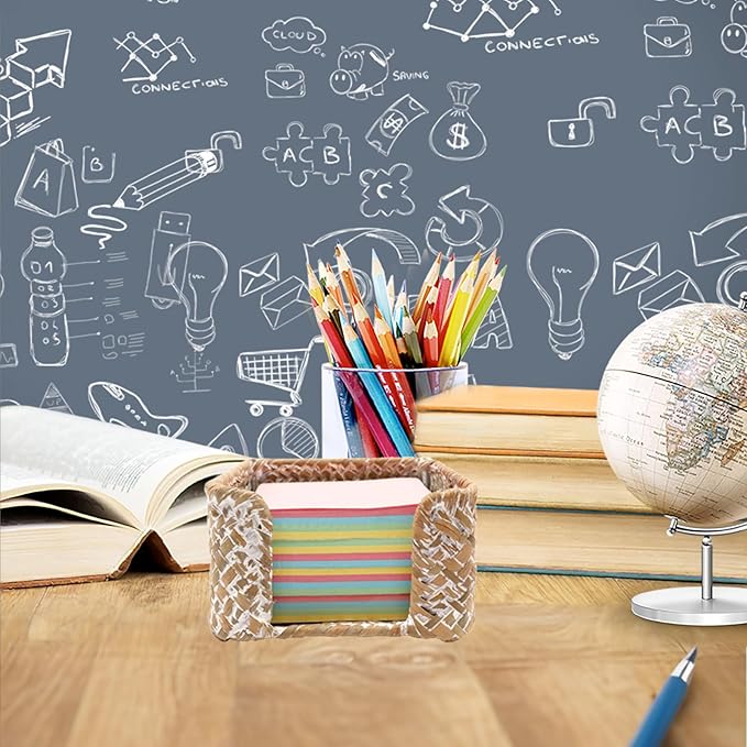 Sticky Note Holder Seagrass Post It Note Dispenser, 3 x 3 Inch Woven Sticky Note Dispenser, Farmhouse Post It Holder for Desk Home Office Decor, Whitewash