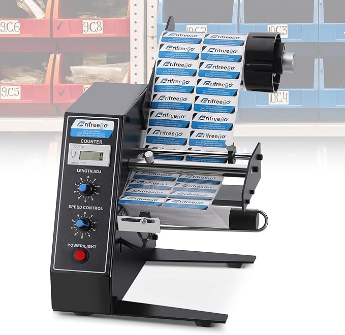 Automatic Label Dispenser, 0.12"-5.9" x 0.16"-5.5", 0-999999 Auto Counting, Electric Label Stripper AL-1150D with Speed Adjustable Photo Cell Sensor