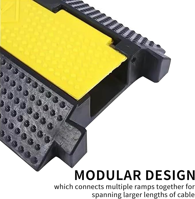 Cable Ramp Cable Protector Ramps Wire Hose Protective 1 Channel Traffic Rubber Plastic Cord Cover Speed Bump for Asphalt Concrete Gravel Driveway Outdoor, 3 Packs