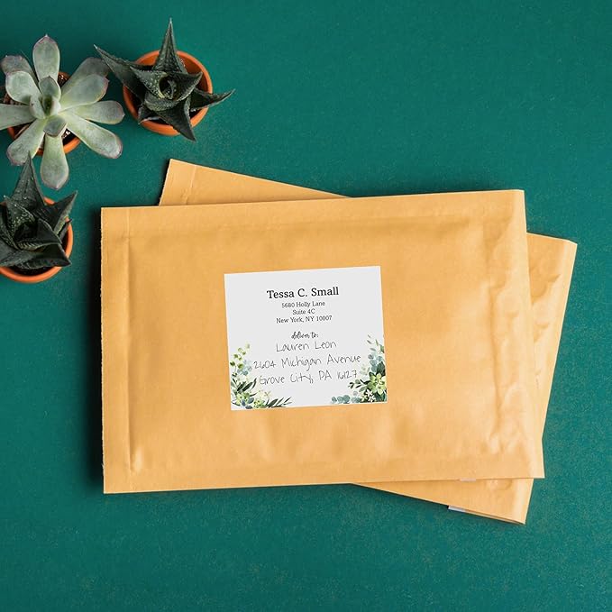 Custom Botanical Shipping Labels / 48 Personalized Address Labels/ 4" x 3½" Mailing Stickers/Made in USA