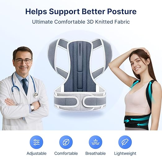 Adjustable Posture Corrector for Women & Men, Full Back Brace Support for Upper Back, Shoulder & Neck, Plus Size Back Brace for Posture & Lower Back Pain Relief(Black, XX-Large)
