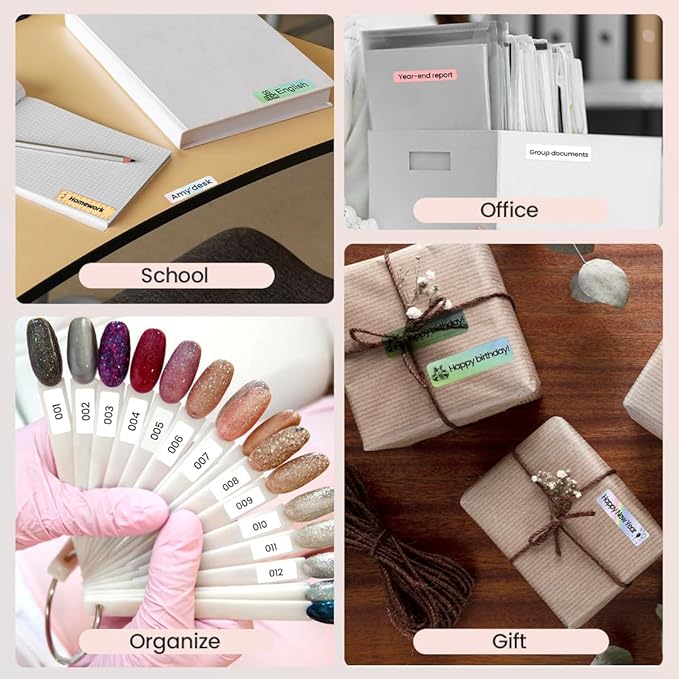 Phomemo D30 Label Maker with 3 Roll Papers - White/Clear/Gold Labels, Portable Handheld Bluetooth Mini Label Printer, Multiple Templates Fonts Icon, Thermal Small Label Printer Rechargeable