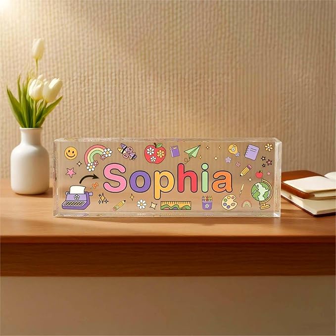 Custom Desk Name Plate, Teacher Name Plate for Desk, Office Decor for Women, Coworkers, Employee (S7)