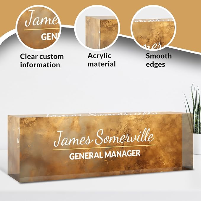 Desk Name Plate Personalized, Custom Name Plate for Desk, Acrylic Desktop Accessories, Office Gift & Decor for Women Men, Teacher Nurse Boss Employee Appreciation Gifts