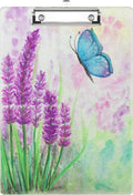 Watercolor Blue Butterfly Lavender Flower Clipboard Decorative Clip Board with Metal Clip A4 Standard Size 12.5" X 8.7" for Teacher Students Nurses Office