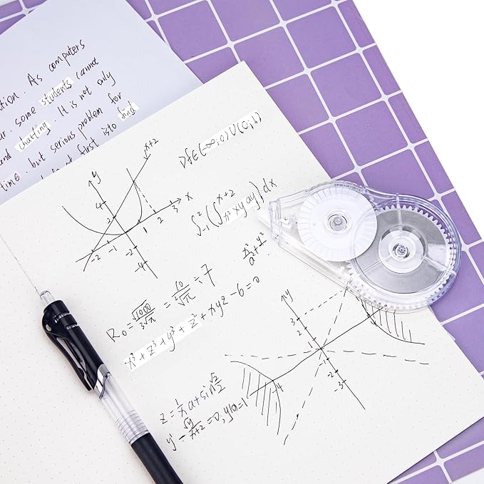 JEFURE 4 Pcs Correction Tape, 98.43 Ft White Wrong Out Tear-Resistant Bulk, Instant Corrections Easy To Use Applicator for School, Office, Note Taking, Journal (Tape Width 0.2 in，Clear)