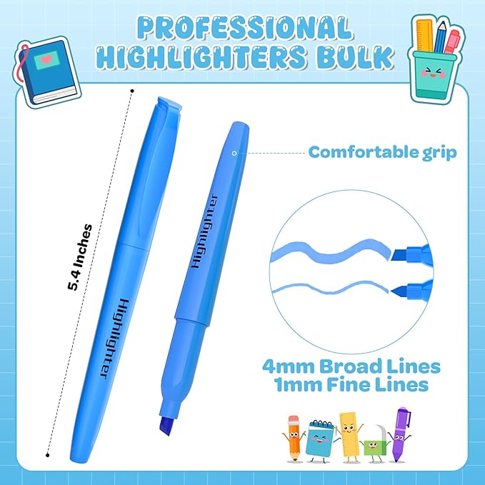 DUONIZAY 150 Count Highlighters Assorted Colors Bulk - 6 Colors Dry-Quickly No Bleed Chisel Tip Highlighter, Markers Set for Classroom Office, Back to School Supplies for Teacher Kids Adults