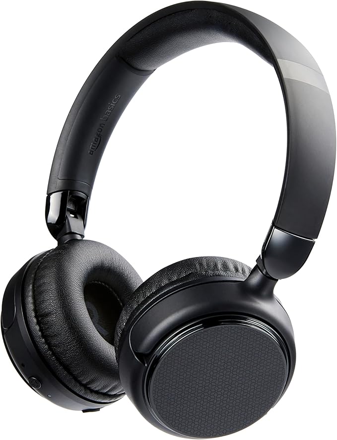 Amazon Basics Bluetooth Headphones Wireless with Microphone, On Ear, 35 Hour Playtime, Foldable, One Size, Collapsible Travel Friendly, Black