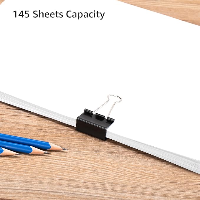 Amazon Basics Sturdy Binder Clips for Office Use, 96 Count (96 Pack of 12), Medium, 1.25 in, Black