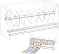 Clear Label Roll Holder, Transparent Acrylic Tape Dispenser, Adjustable Desktop Sticker Roll Holder for Office and Home, Adjustable Sticker Roll Holder with 8 Removable Divider Disks