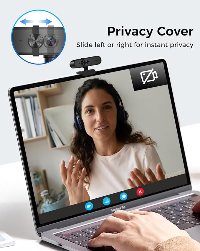Edew 1080P Webcam Computer Camera with Microphone & Wide View - Auto Light Correction Webcam for PC, Mac, Laptop, Desktop - Built-in Privacy Cover Plug & Play USB for Zoom/Skype/Streaming