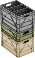 SIDIO Crate Basic Pack - 2 Full-Size & 1 Half-Size Heavy Duty Stackable Storage Bins, Totes, Containers with Dividers - Durable Organizer for Home, Office, Garage, and Outdoor Use, Camo Variety Pack