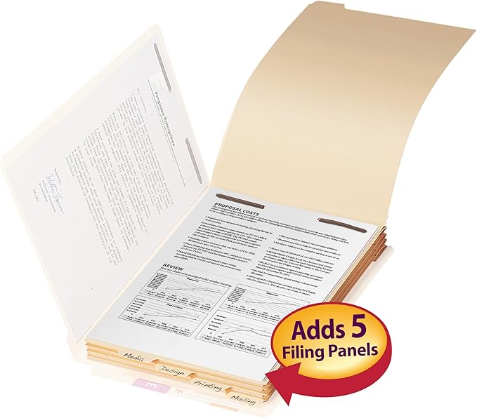 Smead Stackable Folder Divider with Fastener, Bottom 1/5-Cut Tab, Legal Size, Manila, 50 per Box (35650)