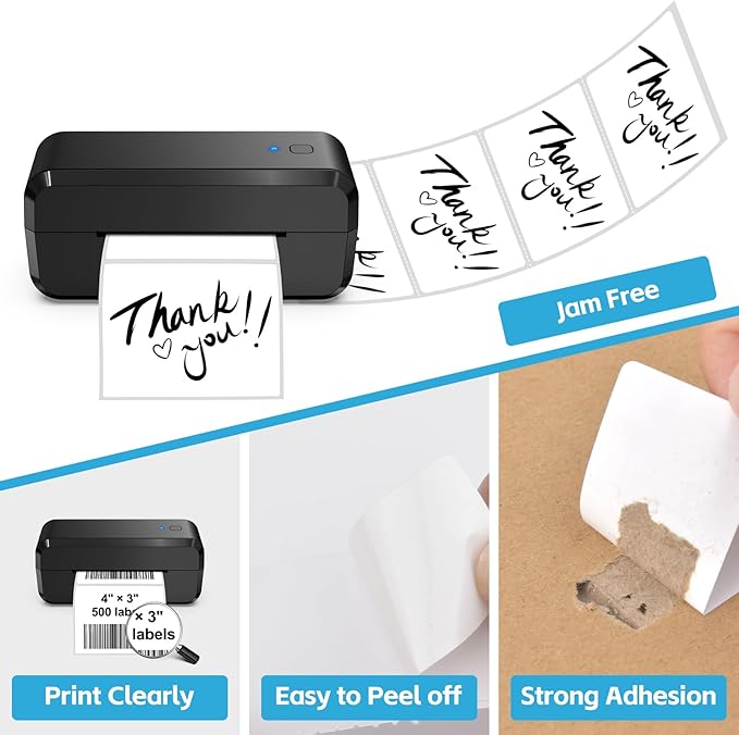 NineLeaf 4 Roll 4''x3'' Direct Thermal Shipping Address Labels with 500 Labels/Roll Compatible for Zebra 2844 ZP-450 ZP-500 ZP-505 Eltron Rollo Thermal Label Printers