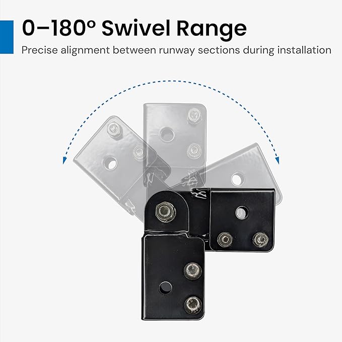 ICC Ladder Rack Swivel End Splice Kit – 2-Pack | Steel, Black Powder Coat, Adjustable Angle Connection