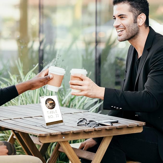 10 Pack 3x5 Inch Small Sign Holder Vertical, Double-Sided Usage with Swivel Base for Table Display, for Office, Store, Restaurant, for Number/Name/Food Label Display, Note