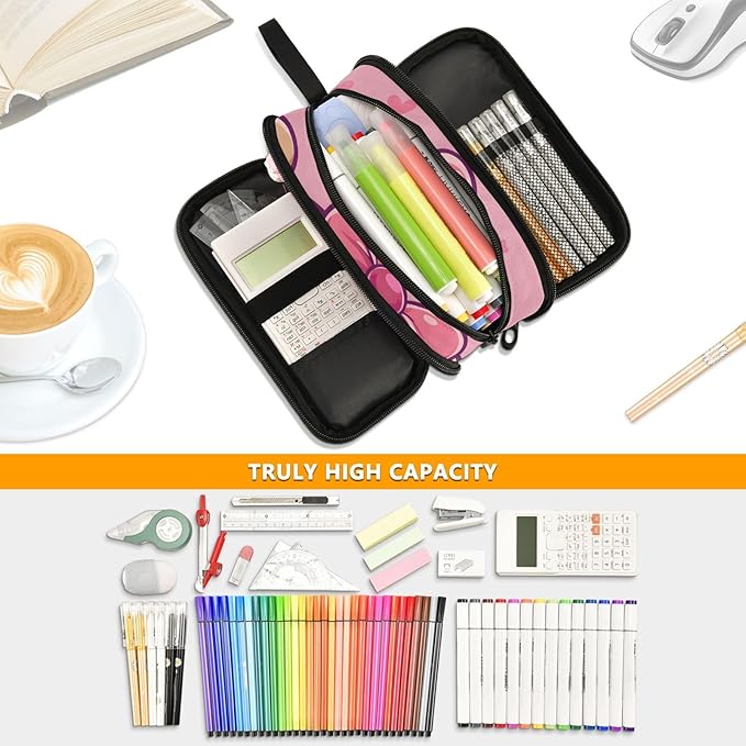 Cute Teddy Bear Pencil Case Box Boys Girls Large Pencil Pouch with Zipper Compartments Big Capacity Stationery Pen Bag Organizer for Kids Teens Adults School