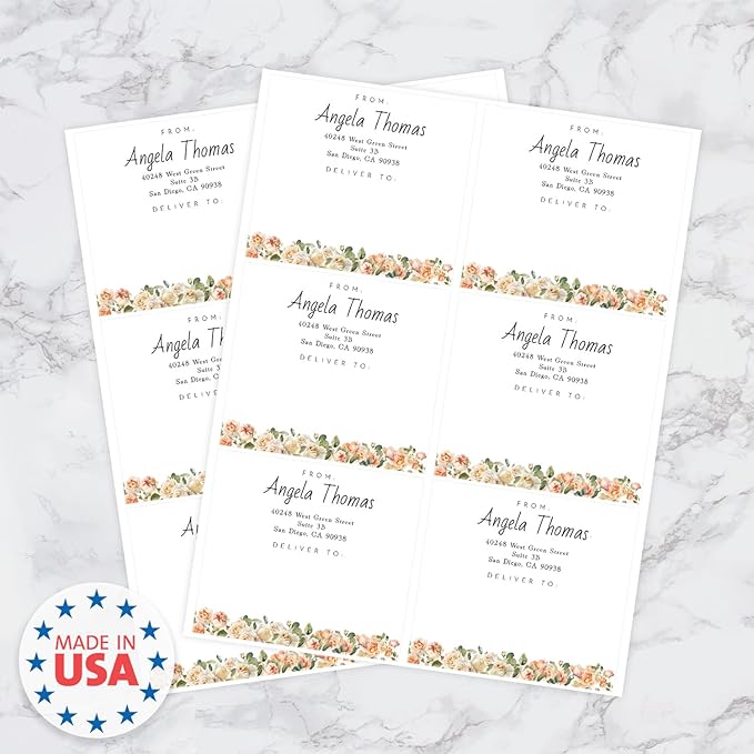 Custom Floral Shipping Labels / 48 Personalized Address Labels/ 4" x 3½" Mailing Stickers/Made in USA
