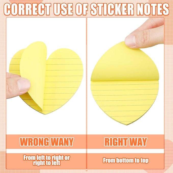 Teling 96 Pcs 4320 Sheets Heart Shaped Sticky Notes Cute Bright Colorful Sticking Power Memo Pads Self Note for Reminders Office School and Home 3 x 3 Inch, 8 Color(Bright Color)