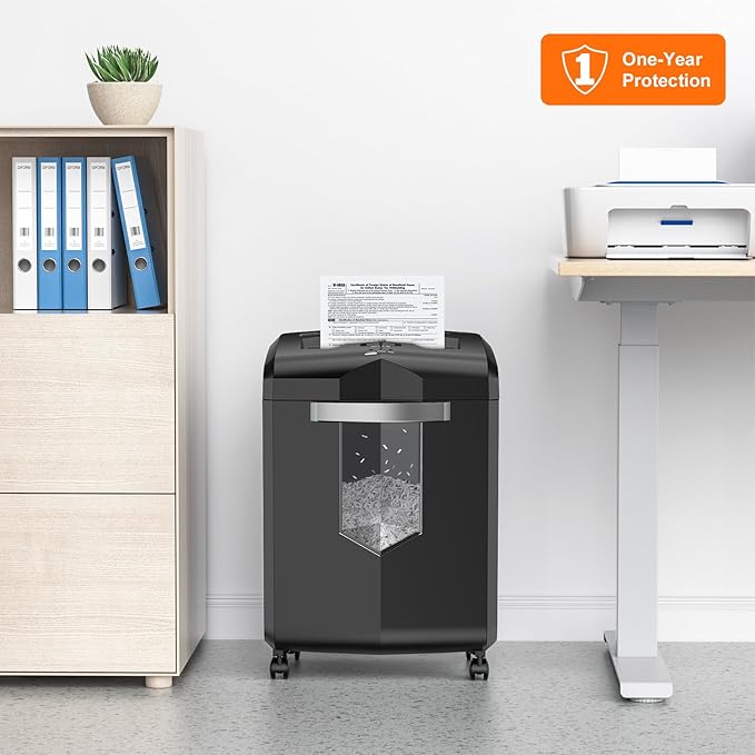 Bonsaii 16-Sheet Micro-Cut Paper Shredder 60-Minute Heavy Duty Office Use with 6-Gallon Bin P-4 Security for CD Credit Card and Staples