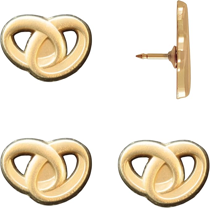 Wedding Rings Push Pins - Gold Intertwined Wedding Rings Map Pins for Cork Boards, Maps, or Lapel Use - Designed in USA - Set of 4