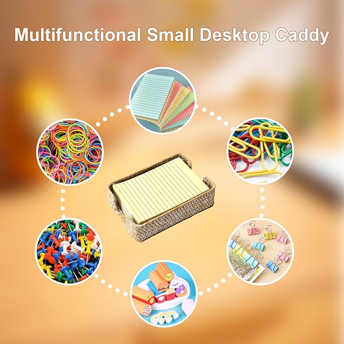 4 x 6 Inch Sticky Note Holder,Seagrass Post It Note Dispenser,Woven Sticky Note Dispenser,Farmhouse Style Post It Holder for Home Office Desk Decor,Whitewash