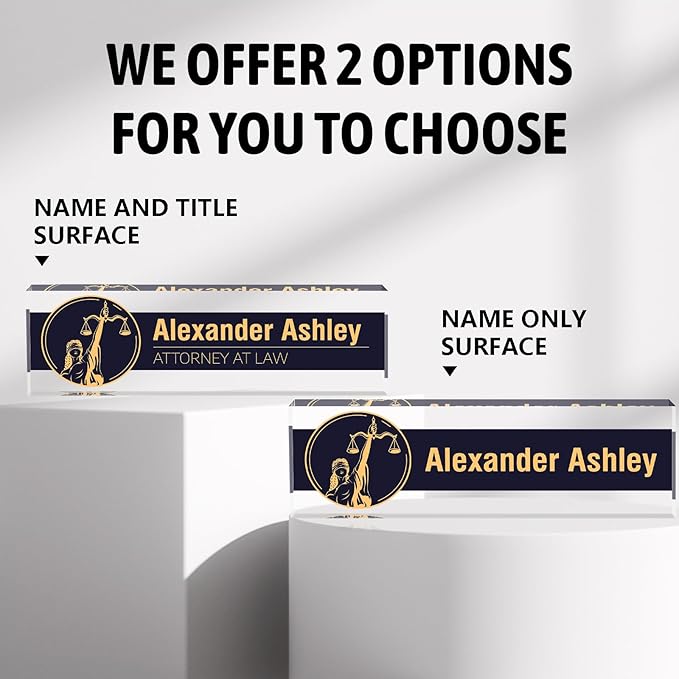 Custom Desk Name Plate Personalized, Acrylic Name Plates for Desk, Office Decor Personalized Gifts for Teacher Coworkers Boss Nurse (Lawyer)