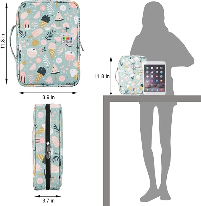 YOUSHARES Colored Pencil Case 220 Slots Pen Case Organizer With Handy Wrap & Zipper, Multilayer Holder for Prismacolor Colored Pencils & Gel Pen (Ice-Cream)