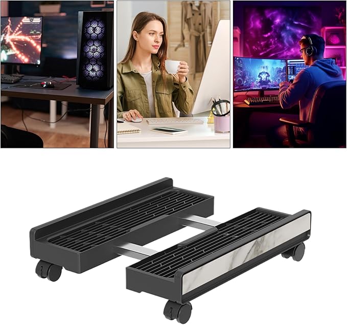 PC Case Stand - Adjustable Portable Shelf | Adjustable Computer Tower Stand with Brake Wheels, Portable Under-Desk Shelf for Laptops, Printers, Monitors, Game Setups, Office, and Floor Storage