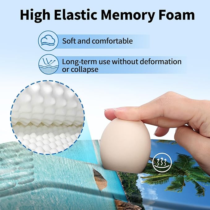 YIWEI Ergonomic Mouse Pad with Wrist Rest - Comfortable Office Mousepad with Memory Foam Wrist Support for Carpal Tunnel Relief, Mouse Pads with Non-Slip Base for Gaming and Home (Beach)