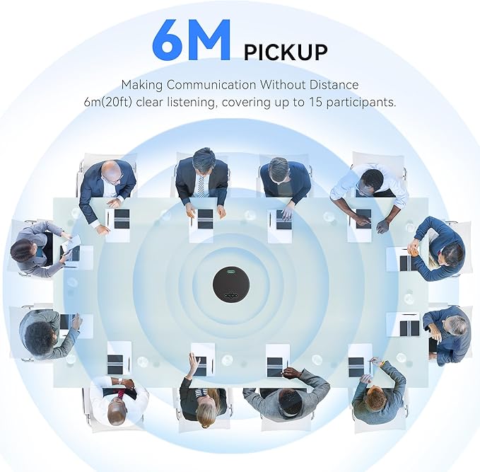 Tenveo Bluetooth Conference Speakerphone Bluetooth/Wireless/USB, 8 AI Noise Mics and 360° Sound Pickup,Compatible with Zoom, Teams, OBS, Supports 12-15 People for 18H of Talk Time MagiCallpro