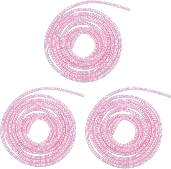 3pcs Laser Spiral Cable Protectors - Charger/USB Data Cable Sleeves | Headphone Cord Savers for Phones, Earphones | Pet Chew Prevention, Durable Cable Guards | Essential Cord Accessories (Pink)