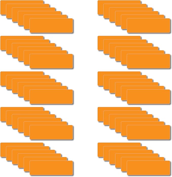 Magnetic Dry Erase Magnets Labels 3x1 inches, Reusable Name Tags, Organizing Schedules in Office/Classroom. Work on Fridge/White Board (Orange 60Pcs)