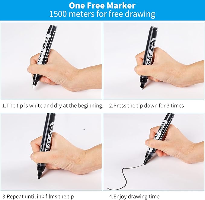 AFMAT Whiteboard Sticker, 17.3" x 36" Dry Erase Wallpaper, Peel and Stick White Board for Wall, Stain-Proof Whiteboard Contact Paper Roll, Dry Erase Board Stick on for Office/Classroom, 1 Marker WS40