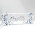 Custom Name Plate for Desk, Personalized Desk Name Plate on Clear Acrylic Glass, Appreciation Gifts for Teacher Employee Boss Coworkers Nurse, Office Desk Accessories for Women Men (Sky Blue)