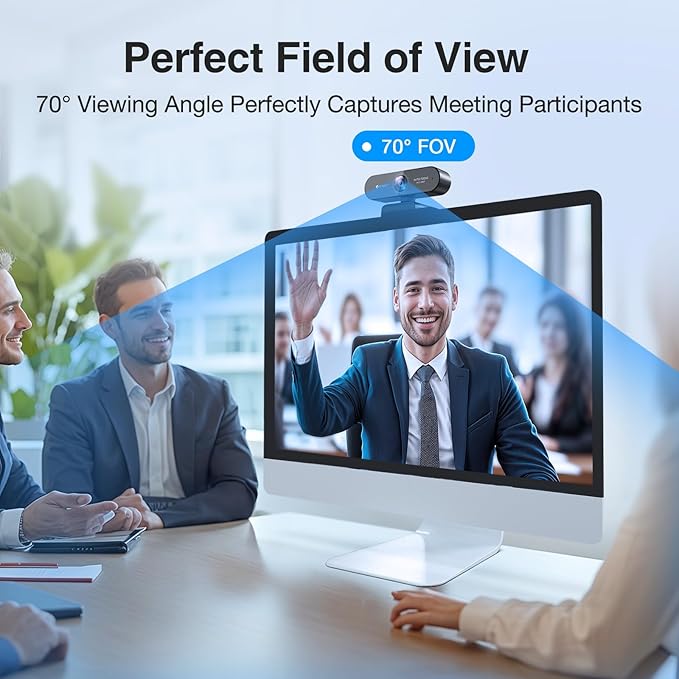 1080P Webcam with Microphone, eMeet Nova AutoFocus HD Webcam, 96°View Web Camera w/ 2 De-Noise Mics for Laptop/Desktop, Plug & Play USB Streaming Computer Camera for Conference/Calling/Teaching/Gaming