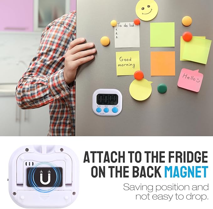 Weewooday 6 Pcs Digital Kitchen Timer Magnetic Timer Bulk On/Off Switch Minute Second Count up Countdown Loud Alarm for Exercise Cook Baking (Novel Color)