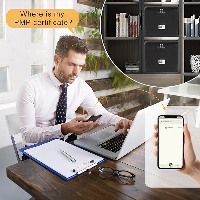 Medium Next of Kin Box Organizer with Smart Labels, Fireproof Foldable File Organizer with Combination Lock, 10 Hanging Files and 20 Category Labels for Label Documents,(M:13 * 13 * 13in)