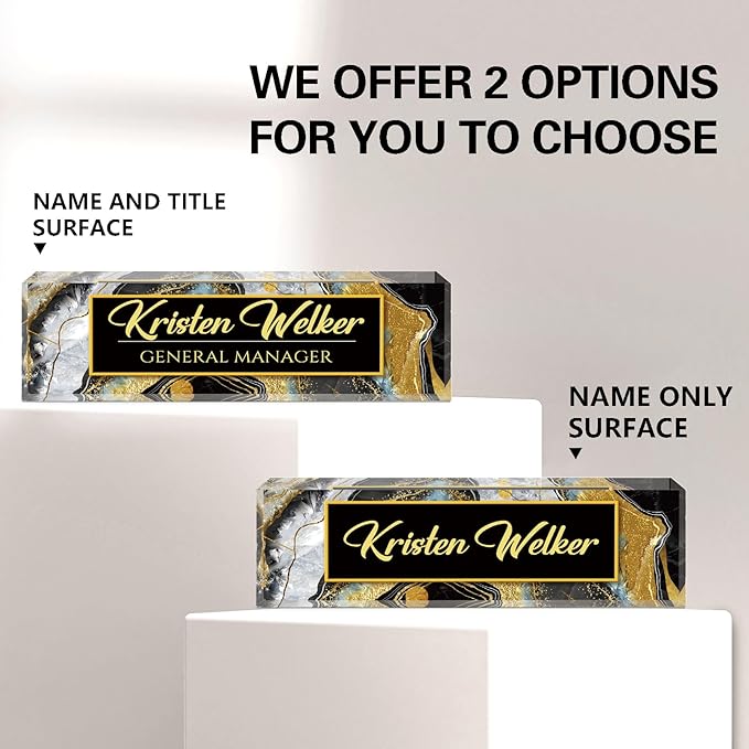 Custom Name Plate for Desk, Desk Name Plate Personalized, Office Decor for Women Men, Acrylic Desktop Accessories, Office Appreciation Gifts for Boss Social Workers Teacher Nurse Employee (Black Coast)