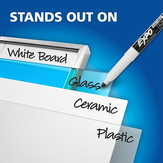 Expo Magnetic Dry Erase Markers with Eraser, Fine Tip, Assorted, 8 Count
