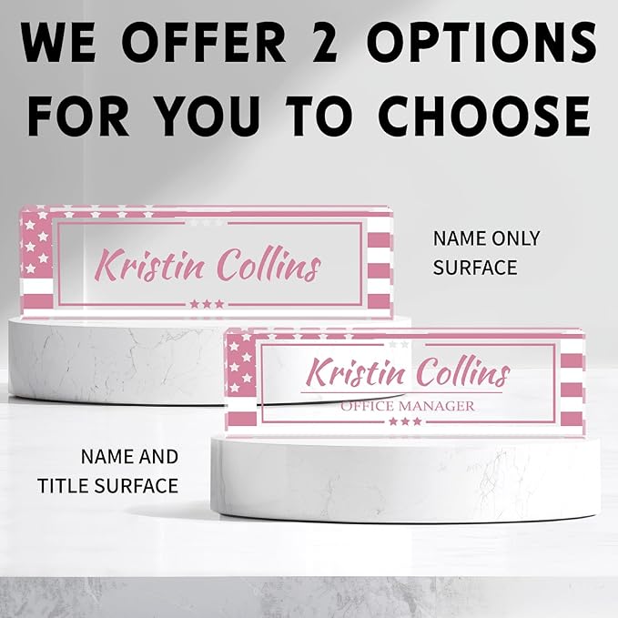 Custom Name Plate for Desk, Personalized Desk Name Plate on Clear Acrylic Glass, Appreciation Gifts for Teacher Employee Boss Coworkers Nurse, Office Desk Accessories for Women Men (Dusty Pink)